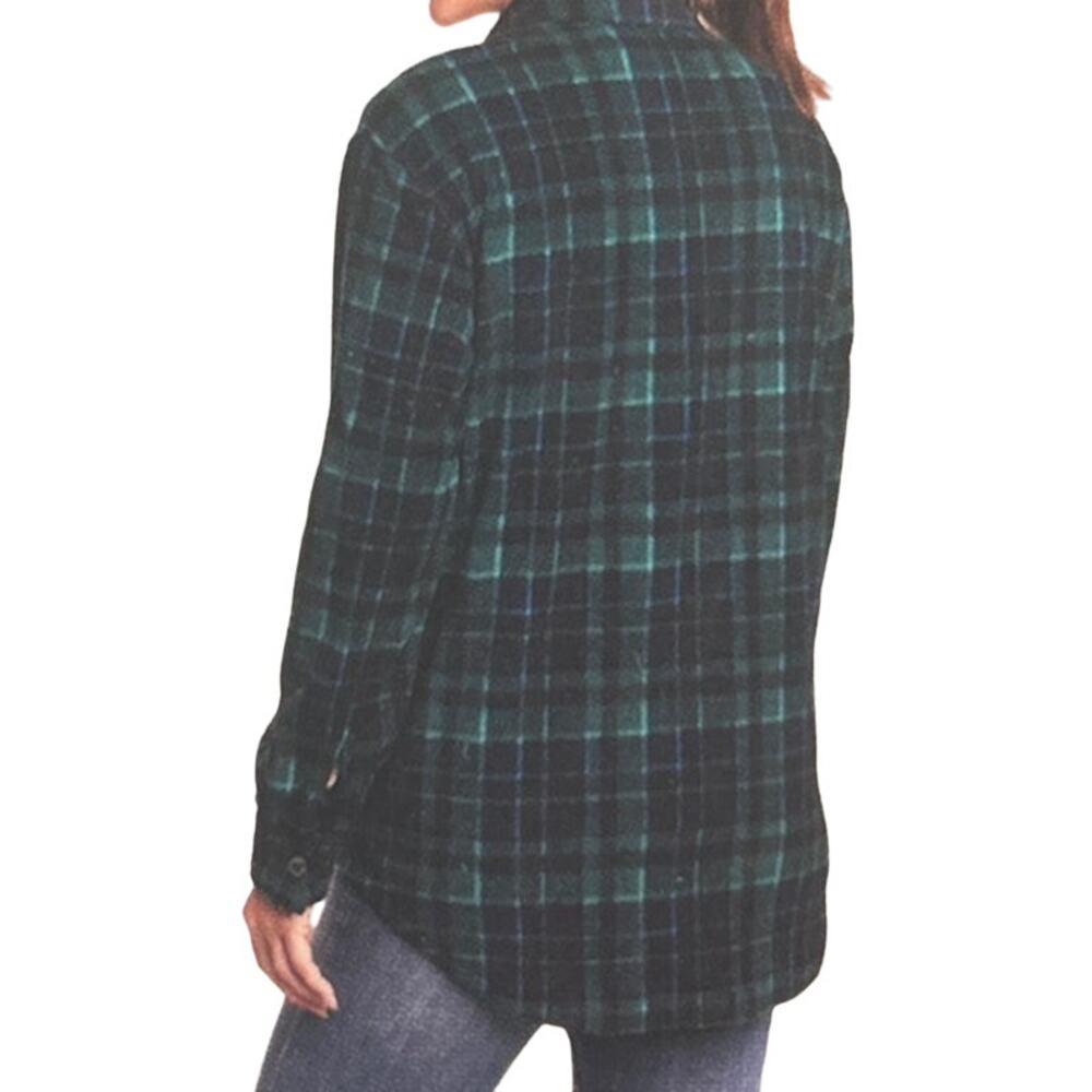 Eddie Bauer Women's  Green and Black Microfleece Shirt Jacket L